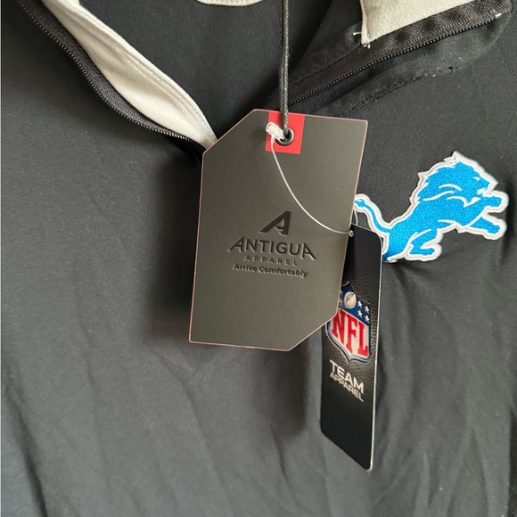 Men’s NWT Black Antigua NFL Detroit Lions Athleisure Sporty Lightweight Pullover - Picture 7 of 9